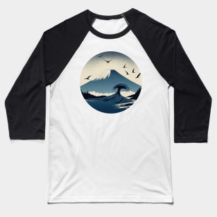 Mountain and Birds scenery Japan Art Baseball T-Shirt